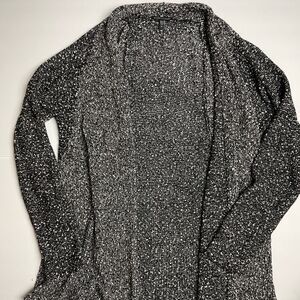 Eileen Fisher‎ Open Cardigan Pure Cotton Knit Black & White Marled Size medium